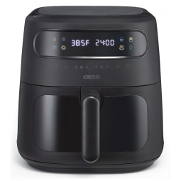 Fritadeira elétrica air fryer digital 8L CRUX x Marshmello preta TurboCrisp 1750W com controle de temperatura e timer programável, 110V