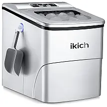 Máquina de Gelo IKICH, Portátil, Produz 12kg, Dia 9 Cubos, 6 min, Prata 110V