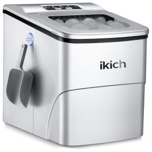 Máquina de Gelo IKICH, Portátil, Produz 12kg, Dia 9 Cubos, 6 min, Prata 110V