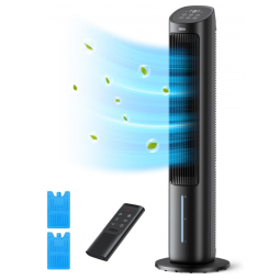 Ventilador de Torre, com Ar Frio, Oscilação 80°, Tanque de Água Removível, Controle Remoto, 4 Velocidades, Timer 7H, Quarto, Dreo ,Preto