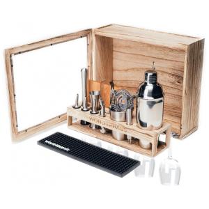 Kit Bn Profissional 17 Peças em Aço Inoxidável com Suporte de Madeira e Vidro Decorativo, WONDERHAUS, Prateado