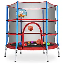 Cama Elastica Infantil com Diâmetro e Cesta de Basquete para até 100 kg, ORCC, Vermelho