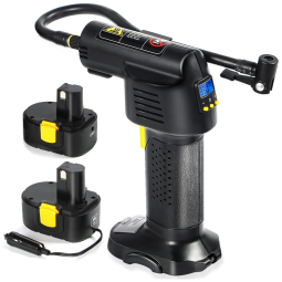 Compressor de Ar Elétrico Mini Portátil 12V 150 PSI com manômetro digital e adaptador DC, CRAFTERSMARK, Preto