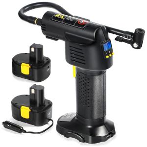 Compressor de Ar Elétrico Mini Portátil 12V 150 PSI com manômetro digital e adaptador DC, CRAFTERSMARK, Preto