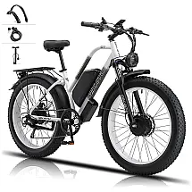 Bicicleta Elétrica QIKAITU Q7 2000W Duplo Motor 48V 23Ah, Autonomia 96 km, Rodas 66 cm, Suspensão Dupla, Freios Hidráulicos, Pneus 10 cm