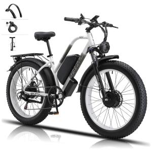 Bicicleta Elétrica QIKAITU Q7 2000W Duplo Motor, 48V 23Ah, Autonomia 96 km, Rodas 26", Suspensão Dupla, Freios Hidráulicos, Pneus 10 cm