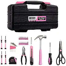 DeCare Kit de Ferramentas c, Maleta de Transporte, 39 Peças, Rosa