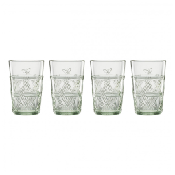 Conjunto de Copos 350mL para Qualquer Ocasião com Tema de Borboletas, 4 Peças e Resistente à Quebra, LENOX 896074, Verde