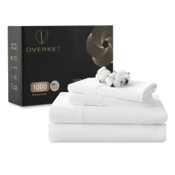 Conjunto de Lençóis Queen Size de Algodão Egípcio 1000 fios, Cetim Weave Suave e Macio Conjunto 100 Algodão. Overket