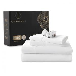 Conjunto de Lençóis Queen Size de Algodão Egípcio 1000 fios, Cetim Weave Suave e Macio Conjunto 100 Algodão. Overket