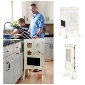 Banqueta Torre de Aprendizagem Dobrável Guidecraft Classic Kitchen Helper Marfim Madeira Bétula Altura Ajustável