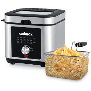 Fritadeira Elétrica 2.6L Profissional, Aço Inoxidável, 1200W, 110v, CUSIMAX, Prateado