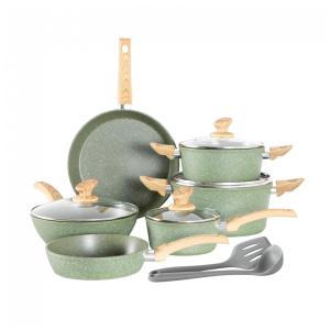 Conjunto de Panelas Kitchen Academy 12 peças, Alumínio Antiaderente Granito, Indução, Livre de PFOA, Verde