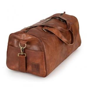 Bolsa de Viagem Masculina Vintage Clássica de Couro 45L, Conhaque, BERLINER BAGS, Marrom