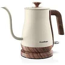 Chaleira Elétrica Pescoço de Ganso 800mL em Aço Inoxidável com Acabamento de Grão Semelhante a Madeira e Desligamento Automático, Keebar