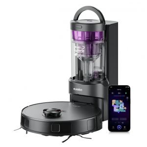 Robô Aspirador e Esfregão Eureka Preto com Esvaziamento Automático Sem Bag, Sucção 8000Pa, Antiembaraço e Navegação LiDAR – E20 Plus