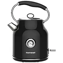 Chaleira de Chá Elétrica 1.7L, com Apito, Aço Inoxidável, 1500W, 110v, HOMEART, Preto