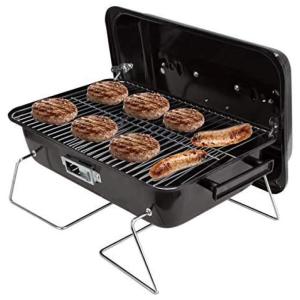 Churrasqueira a Carvão Portátil Serve Até 4 Porções, Aço Inox, DUKE GRILLS, Preto