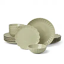 Aparelho de Jantar Lenox French Perle Scallop 18 Peças Grés Verde Matcha Serviço para 6