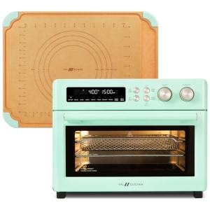 Forno Elétrico de Bancada 10 em 1 com Função Air Fryer, Tábua de Corte e 10 Funções Digitais Predefinidas, 110V, VAL CUCINA, Verde