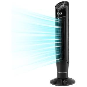 Ventilador de Torre Silencioso com Temporizador 24H, Controle Remoto, 8 Velocidades e Tela LED, 110V, Antártico Star, Preto