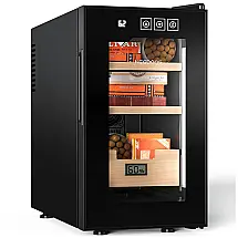 Umidor para Charutos Elétrico 23L com Controle de Temperatura, Higrômetro Digital e Feito em Madeira de Cedro Espanhol, 110V