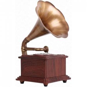 Toca discos retrô, gramofone retrô clássico alto falante Bluetooth com alto falante estéreo duplo, toca discos fonógrafo Vint