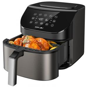 Fritadeira Elétrica Air Fryer 6 Litros 10 em 1 com Tela Digital e Cesta Antiaderente, 110V 1600W, Preta