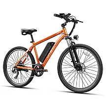 Bicicleta Elétrica Jasion EB5 Laranja 1000W Motor Brushless Bateria Removível 360Wh Pneus 66cm 7 Marchas Suspensão Dianteira 110V