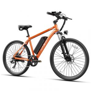 Bicicleta Elétrica Jasion EB5 Laranja 1000W Motor Brushless Bateria Removível 360Wh Pneus 66cm 7 Marchas Suspensão Dianteira 110V