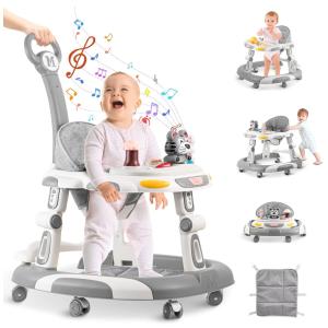 Caminhantes de bebê. 5 em 1 altura Walker ajustável com rodas. Walker dobrável para o centro de atividades de bebê e