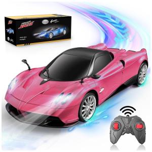 Carrinho de Controle 2.4 Ghz com Luzes para Crianças de 4 a 8 Anos, AEROQUEST, Rosa
