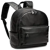 Mochila de Couro para Laptop Casual Unissex, CPJ, Preto