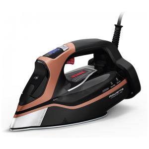 Ferro de Passar a Vapor em Aço Inoxidável com Desligamento Automático, 1850W 110V, Rowenta DW9540, Preto e Cobre