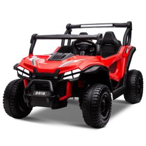 Carro Elétrico Infantil com Controle Remoto, 2 Cintos de Segurança, Assento Espaçoso de 63 cm e Luz LED, 24V, OTTARO, Vermelho