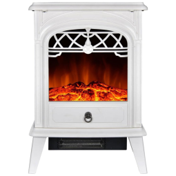 Lareira Elétrica Portátil com Efeito de Chama Realista e Proteção Contra Superaquecimento, 110V 1500W, GMHome, Branca