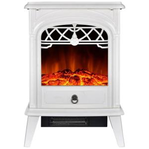 Lareira Elétrica Portátil com Efeito de Chama Realista e Proteção Contra Superaquecimento, 110V 1500W, GMHome, Branca