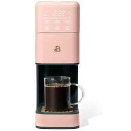 Cafeteira elétrica Beautiful Perfect Grind rosa single serve moedor cônico integrado reservatório 1,9L 6 tamanhos de xícara 110V