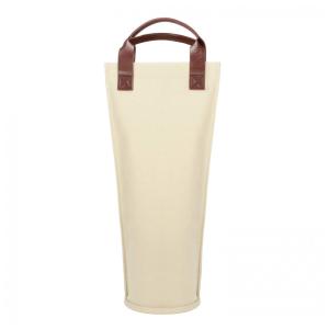 Bolsa Térmica para Garrafa de Vinho Tirrinia, Bege em Lona, Design Elegante para Viagens, Piqueniques e Presentes