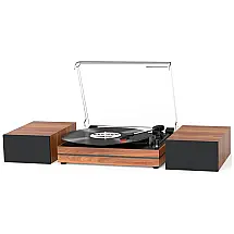 Toca Discos Retro com 3 Velocidades e Alto Falantes Estéreo Duplos, Seasonlife S612, Marrom Claro