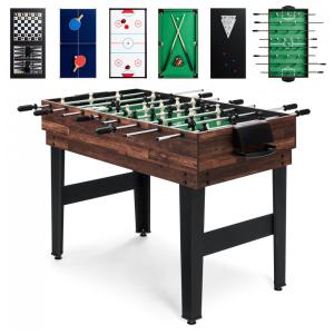 Mesa de Jogos 10 em 1 para Diversão em Casa com Pebolim, Sinuca, Shuffleboard, Pingue-Pongue, Xadrez, Damas, Boliche e Gamão