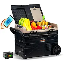 DT PRO Geladeira, Cooler Portátil Automotivo 45L, Controlável por APP, 60W, 12V, Preto