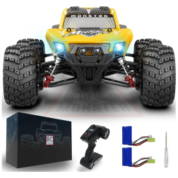 Carrinho de Controle Remoto para Adultos Off Road 116 Escala Até 80 km por hora, Recarregável, RC MONSTER, Amarelo