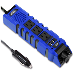 Inversor de Potência 150W DC 12V para AC 3 Tomadas e 2 USB 2.4A Cor, 110v, BYGD, Azul
