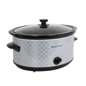 Panela elétrica slow cooker West Bend 6L cerâmica oval prata tampa de vidro 3 temperaturas 330W 110V