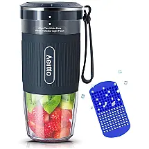 Liquidificador Pessoal Portátil Recarregável com Copo 300mL, escuro, escuro, AEITTO GH032, Cinza escuro
