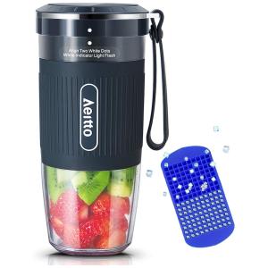 Liquidificador Pessoal Portátil Recarregável com Copo 300mL, escuro, escuro, AEITTO GH032, Cinza escuro