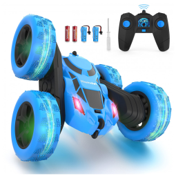 Carrinho de Controle Remoto 360 de Rotação com Luz LED e Velocidade 10 km por hora, HAMDOL T1, Azul