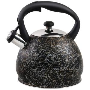 Chaleira 3L com Apito e Cabo ergonômico, Aço Inoxidável, SHANGZHER, Dourado