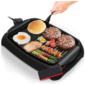 Churrasqueira Grill Elétrica até 4 Porções com Chapa Antiaderente e Controle de Temperatura, 110V 1000W, Nozaya, Preta